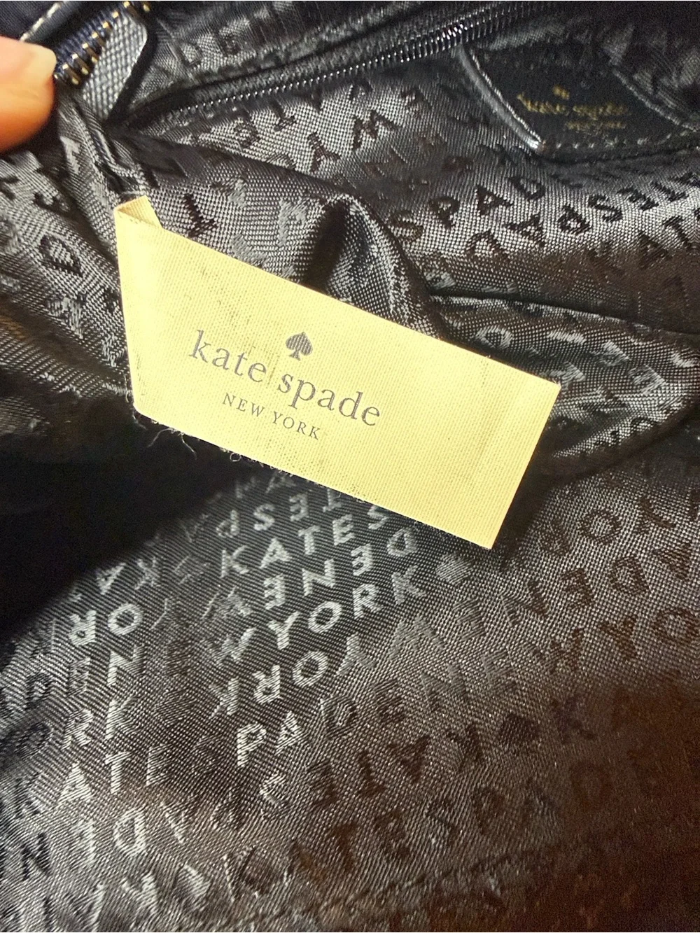Kate Spade New York Navy & White Striped Nylon Zip Tote Large Shoulder Bag